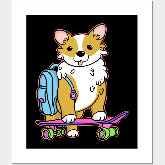 Corgi on skateboard Wall Art by IhateDumplings